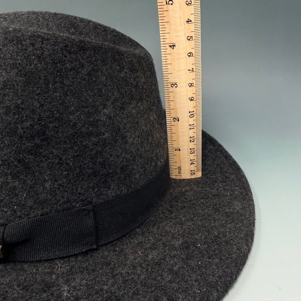 Biltmore 1917 Mens Wool Fedora Hat Charcoal Grey Medium Grosgrain Ribbon Band - Picture 5 of 16